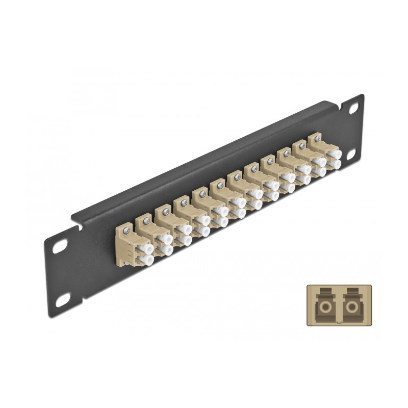 Delock 10″ LWL Patchpanel 12 Port LC Duplex beige 1 HE schwarz
