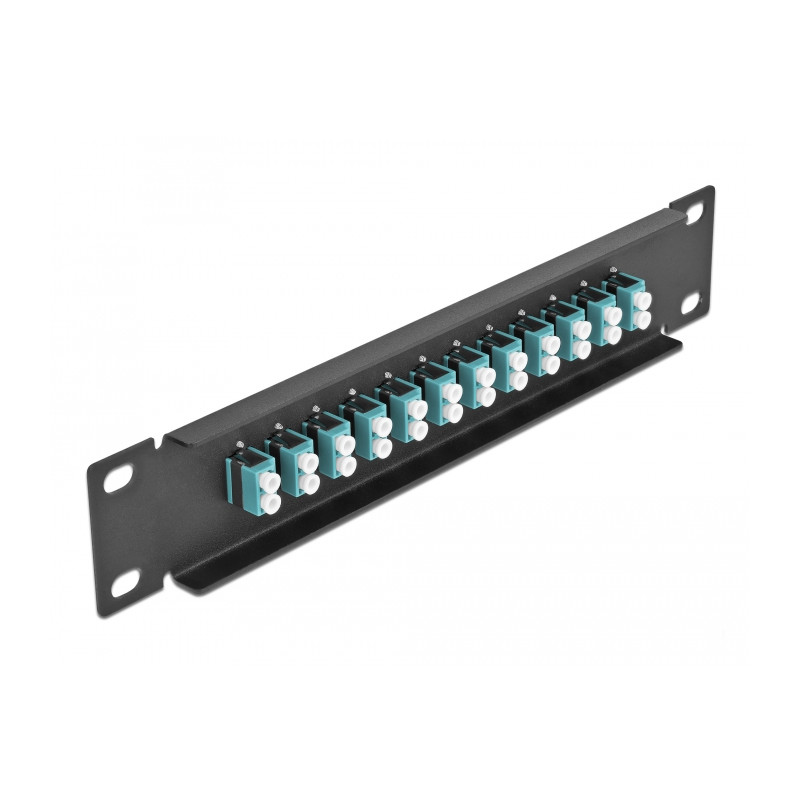 Delock 10″ LWL Patchpanel 12 Port LC Duplex aqua 1 HE schwarz