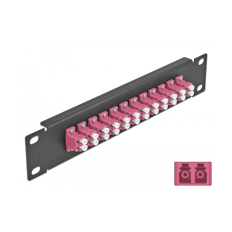 Delock 10″ LWL Patchpanel 12 Port LC Duplex violett 1 HE schwarz