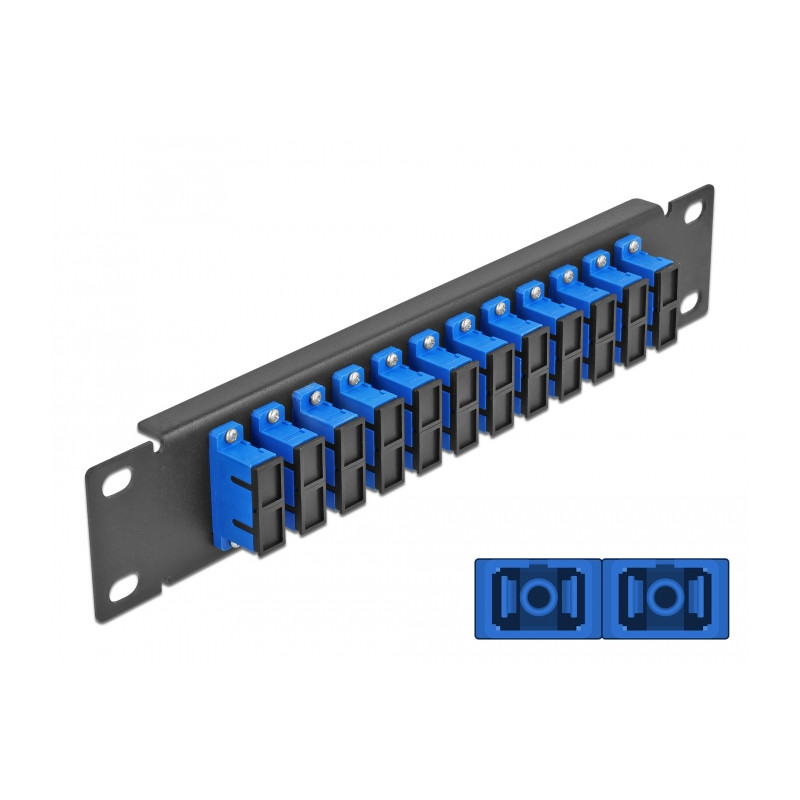 Delock 10″ LWL Patchpanel 12 Port SC Duplex blau 1 HE schwarz