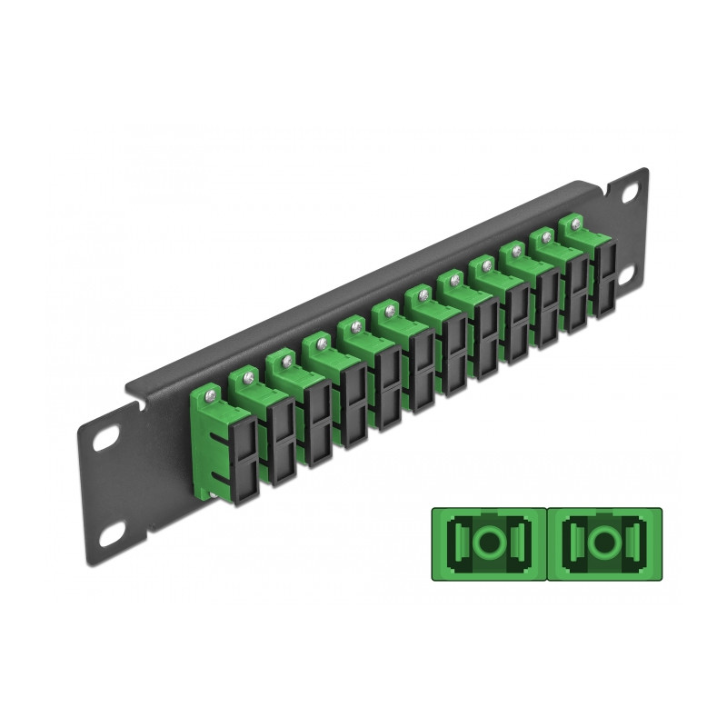Delock 10″ LWL Patchpanel 12 Port SC Duplex grün 1 HE schwarz
