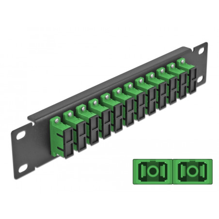 Delock 10″ LWL Patchpanel 12 Port SC Duplex grün 1 HE schwarz