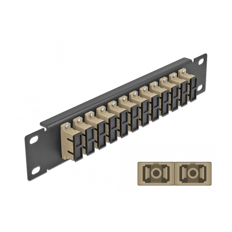 Delock 10″ LWL Patchpanel 12 Port SC Duplex beige 1 HE schwarz
