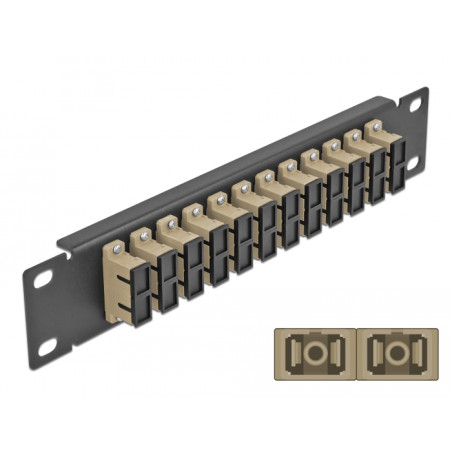 Delock 10″ LWL Patchpanel 12 Port SC Duplex beige 1 HE schwarz