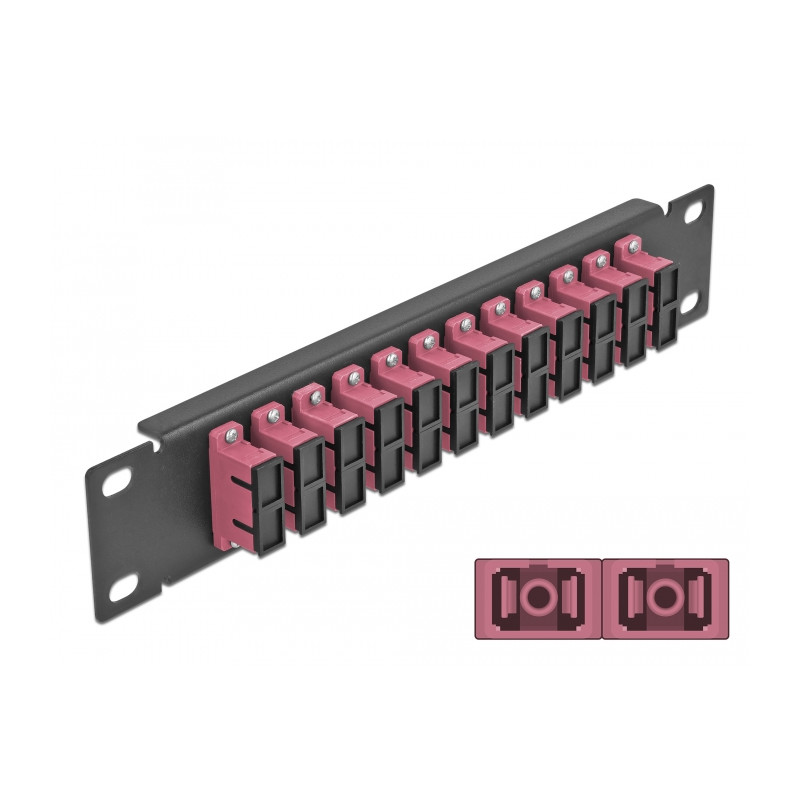 Delock 10″ LWL Patchpanel 12 Port SC Duplex violett 1 HE schwarz