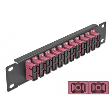 Delock 10″ LWL Patchpanel 12 Port SC Duplex violett 1 HE schwarz
