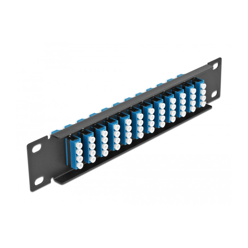 Delock 10″ LWL Patchpanel 12 Port LC Quad blau 1 HE schwarz