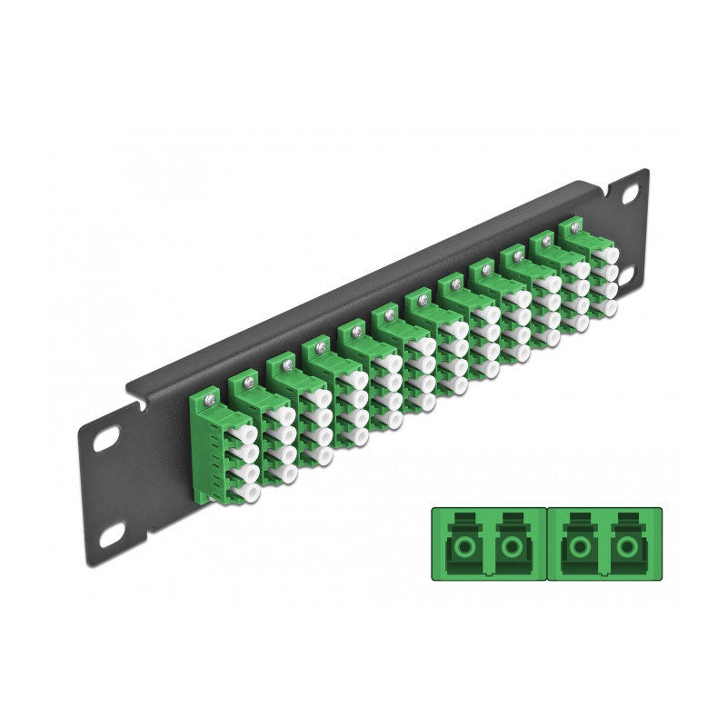 Delock 10″ LWL Patchpanel 12 Port LC Quad grün 1 HE schwarz