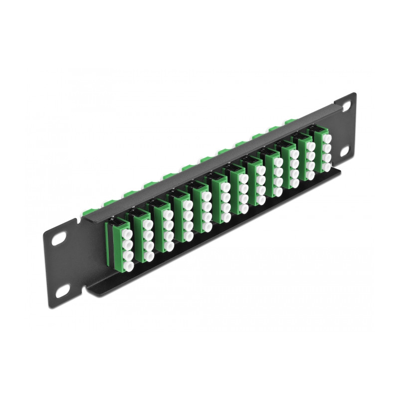 Delock 10″ LWL Patchpanel 12 Port LC Quad grün 1 HE schwarz
