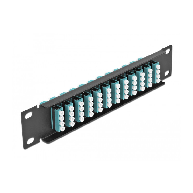 Delock 10″ LWL Patchpanel 12 Port LC Quad aqua 1 HE schwarz