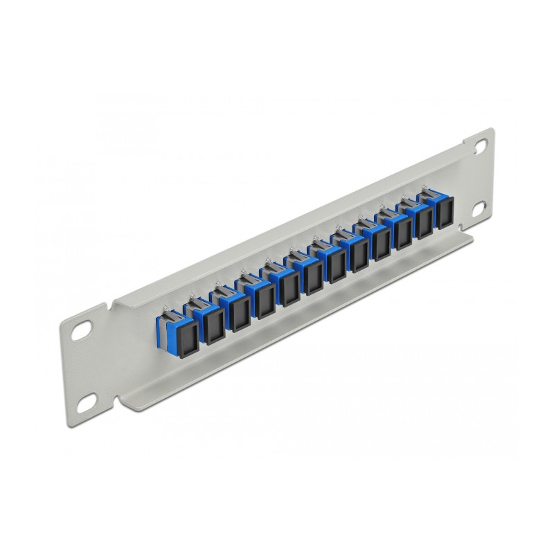 Delock 10″ LWL Patchpanel 12 Port SC Simplex blau 1 HE grau