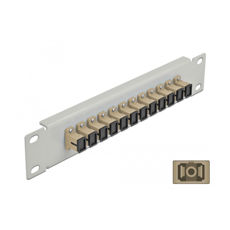 Delock 10″ LWL Patchpanel 12 Port SC Simplex beige 1 HE grau
