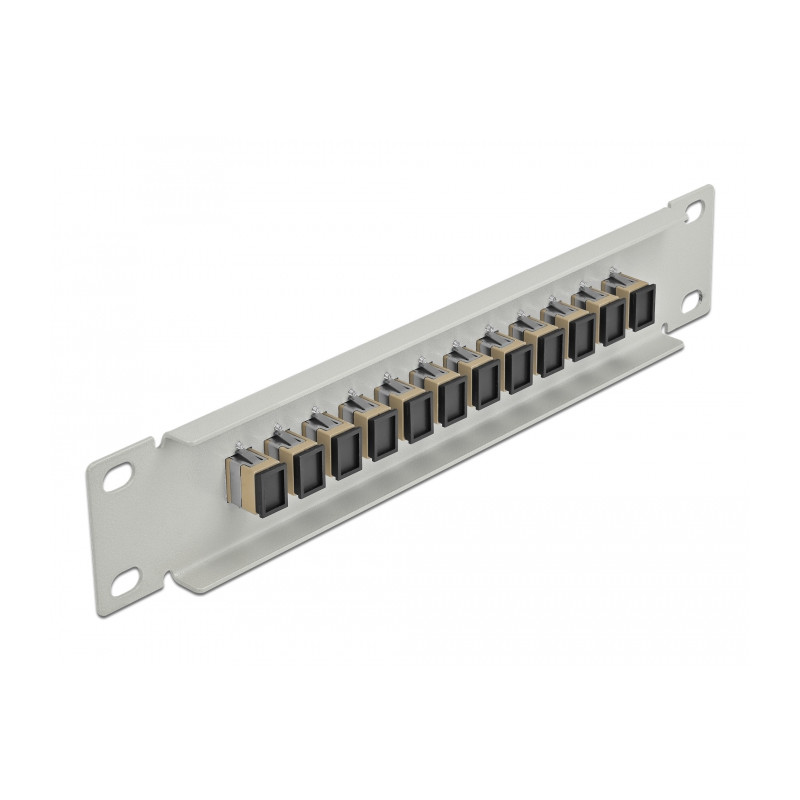 Delock 10″ LWL Patchpanel 12 Port SC Simplex beige 1 HE grau
