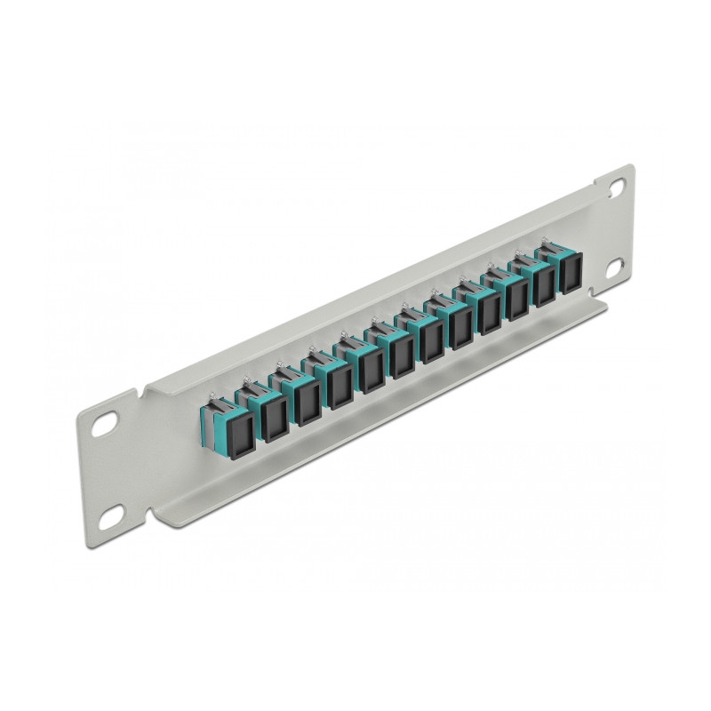 Delock 10″ LWL Patchpanel 12 Port SC Simplex aqua 1 HE grau