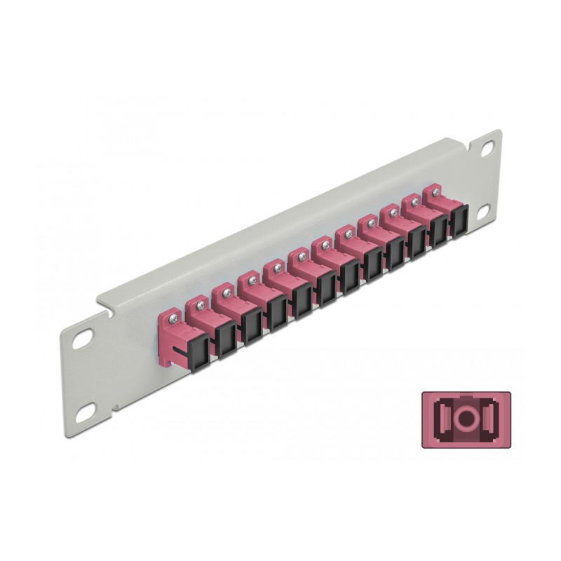 Delock 10″ LWL Patchpanel 12 Port SC Simplex violett 1 HE grau