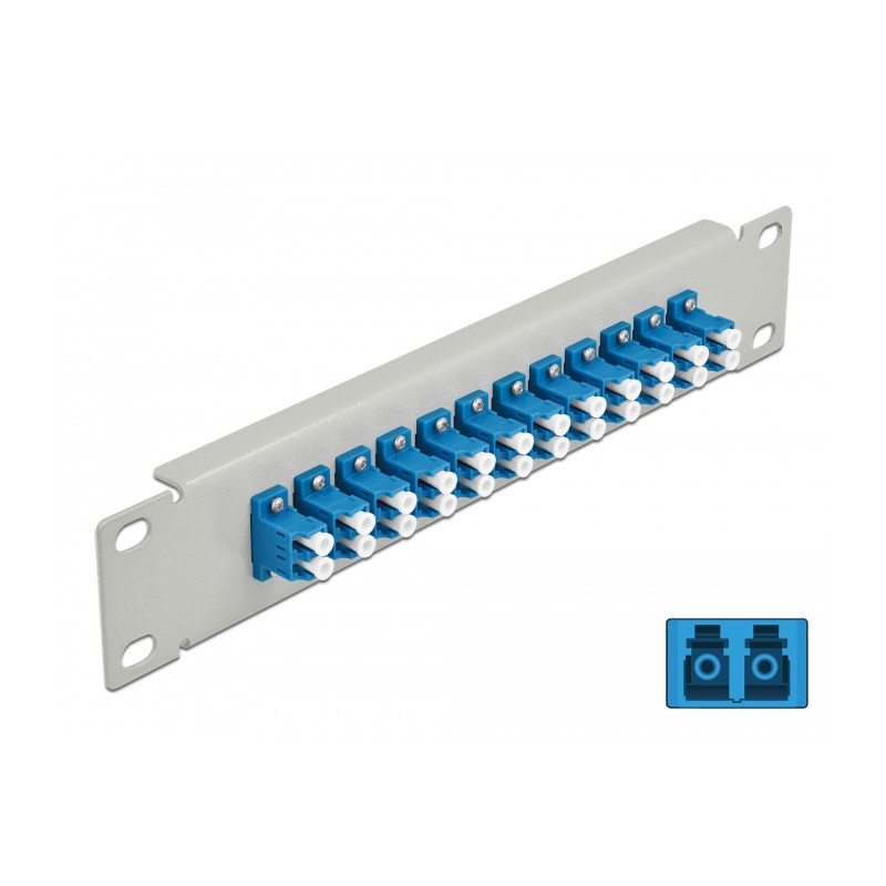 Delock 10″ LWL Patchpanel 12 Port LC Duplex blau 1 HE grau