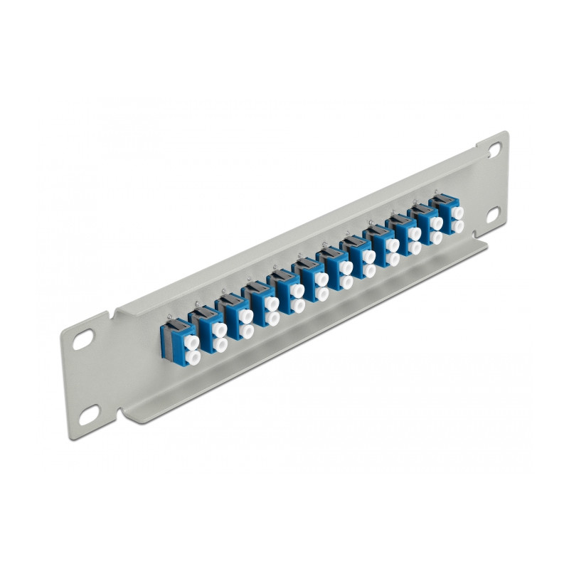 Delock 10″ LWL Patchpanel 12 Port LC Duplex blau 1 HE grau