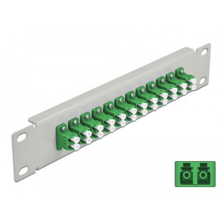 Delock 10″ LWL Patchpanel 12 Port LC Duplex grün 1 HE grau