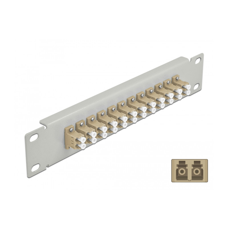 Delock 10″ LWL Patchpanel 12 Port LC Duplex beige 1 HE grau