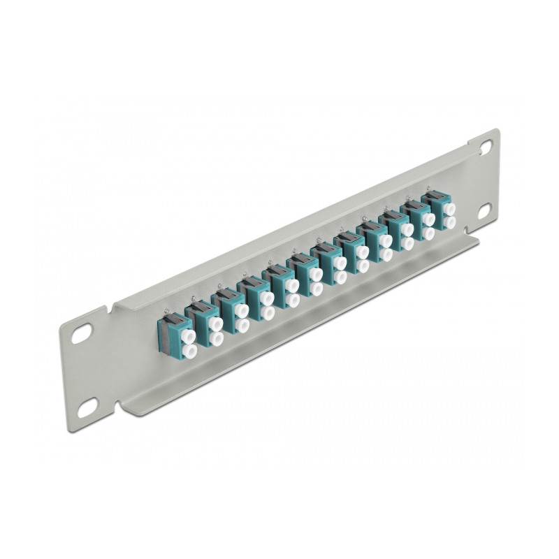 Delock 10″ LWL Patchpanel 12 Port LC Duplex aqua 1 HE grau