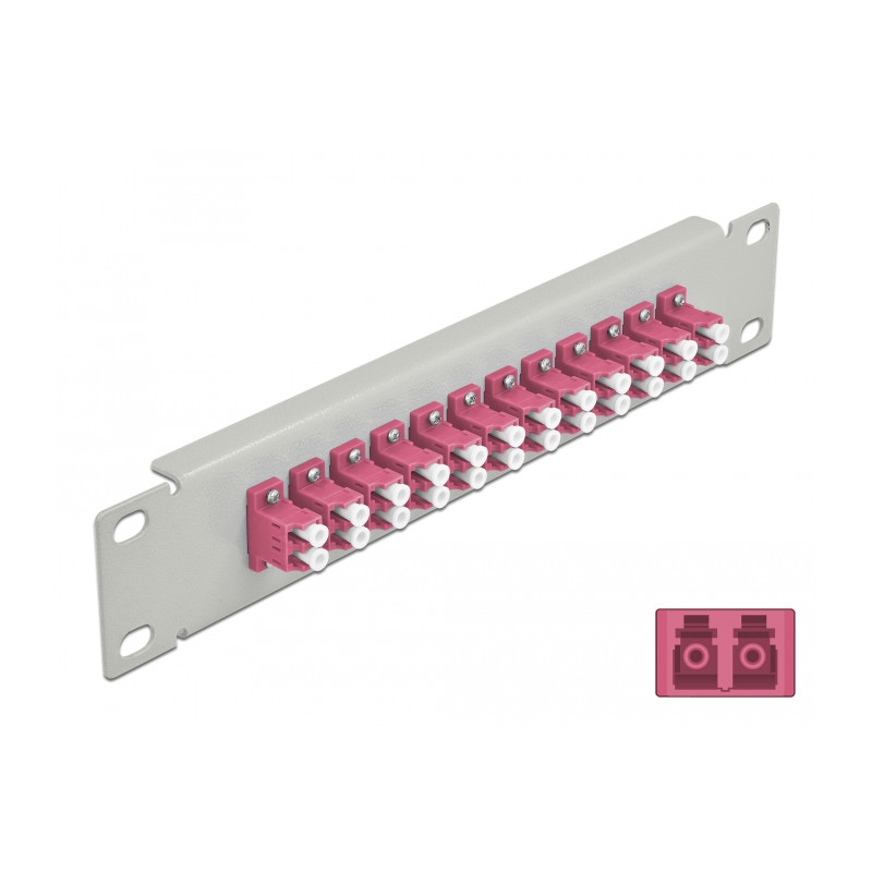 Delock 10″ LWL Patchpanel 12 Port LC Duplex violett 1 HE grau