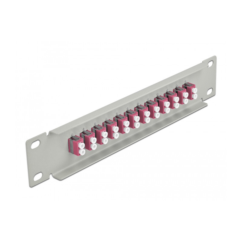 Delock 10″ LWL Patchpanel 12 Port LC Duplex violett 1 HE grau
