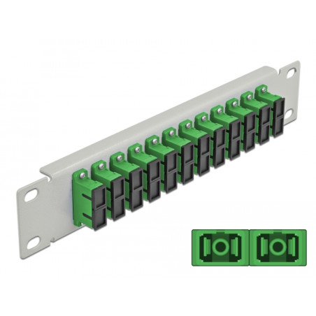 Delock 10″ LWL Patchpanel 12 Port SC Duplex grün 1 HE grau