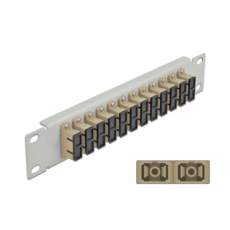 Delock 10″ LWL Patchpanel 12 Port SC Duplex beige 1 HE grau