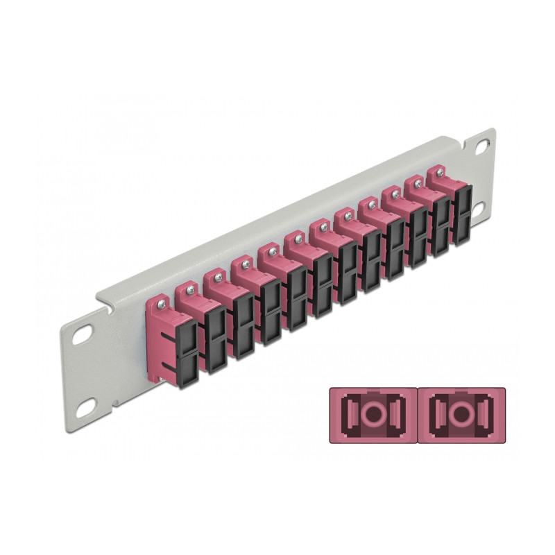 Delock 10″ LWL Patchpanel 12 Port SC Duplex violett 1 HE grau