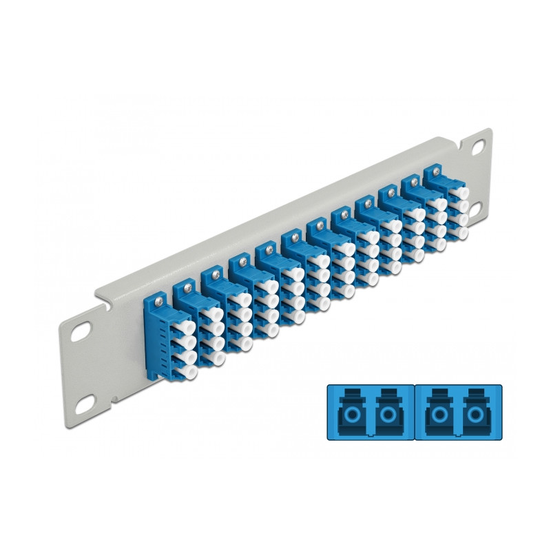 Delock 10″ LWL Patchpanel 12 Port LC Quad blau 1 HE grau