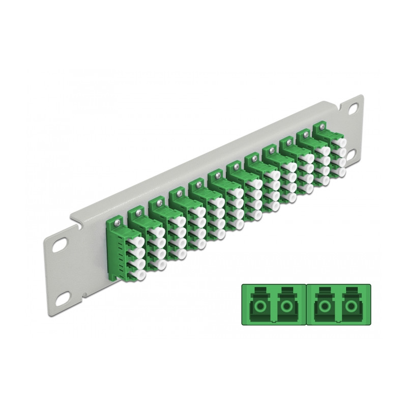 Delock 10″ LWL Patchpanel 12 Port LC Quad grün 1 HE grau