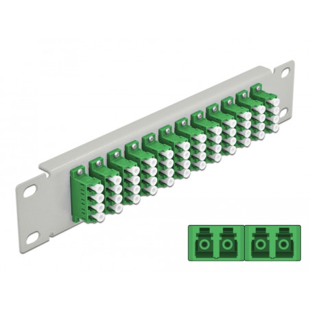 Delock 10″ LWL Patchpanel 12 Port LC Quad grün 1 HE grau