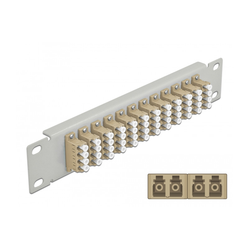Delock 10″ LWL Patchpanel 12 Port LC Quad beige 1 HE grau