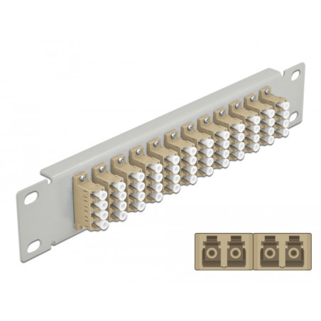 Delock 10″ LWL Patchpanel 12 Port LC Quad beige 1 HE grau