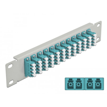 Delock 10″ LWL Patchpanel 12 Port LC Quad aqua 1 HE grau