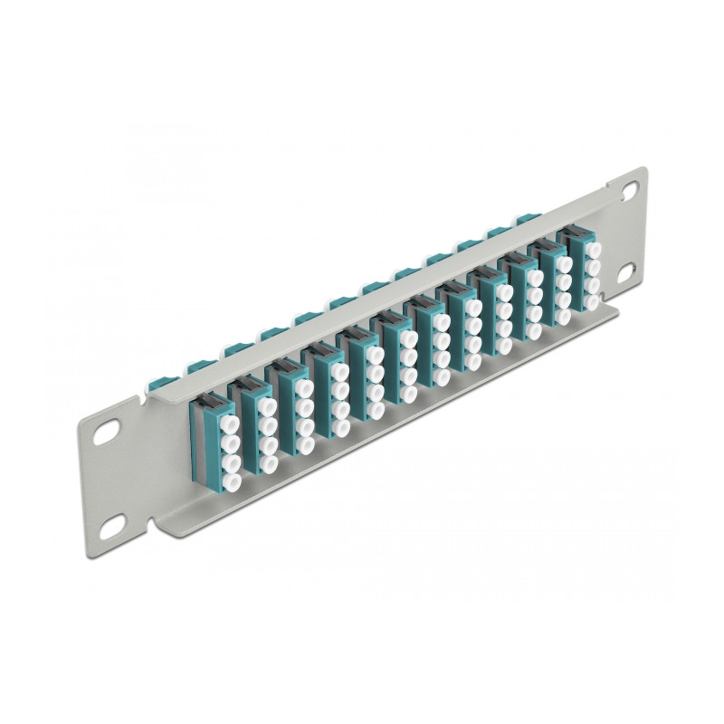 Delock 10″ LWL Patchpanel 12 Port LC Quad aqua 1 HE grau