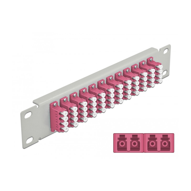 Delock 10″ LWL Patchpanel 12 Port LC Quad violett 1 HE grau