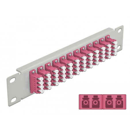 Delock 10″ LWL Patchpanel 12 Port LC Quad violett 1 HE grau