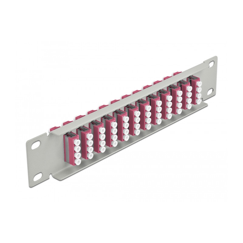 Delock 10″ LWL Patchpanel 12 Port LC Quad violett 1 HE grau