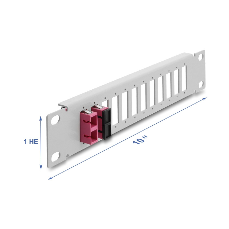 Delock 10″ LWL Patchpanel 12 Port für SC Duplex / LC Quad 1 HE grau