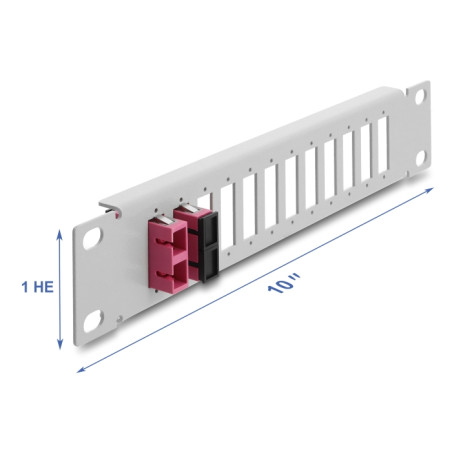 Delock 10″ LWL Patchpanel 12 Port für SC Duplex / LC Quad 1 HE grau