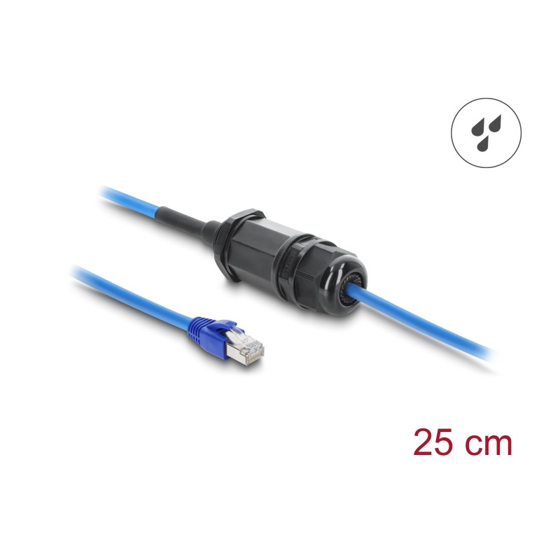 Delock Kabel RJ45 Stecker zu RJ45 Buchse Cat.6 wasserdicht mit Kabelverschraubung