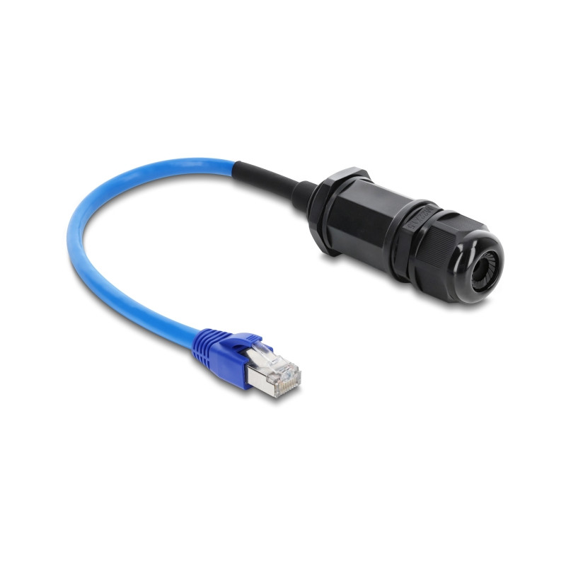 Delock Kabel RJ45 Stecker zu RJ45 Buchse Cat.6 wasserdicht mit Kabelverschraubung