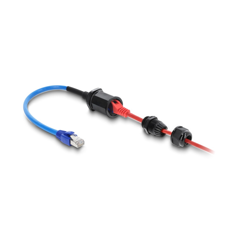 Delock Kabel RJ45 Stecker zu RJ45 Buchse Cat.6 wasserdicht mit Kabelverschraubung