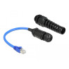 Delock Kabel RJ45 Stecker zu RJ45 Buchse Cat.6 wasserdicht mit Kabelverschraubung und Knickschutztülle