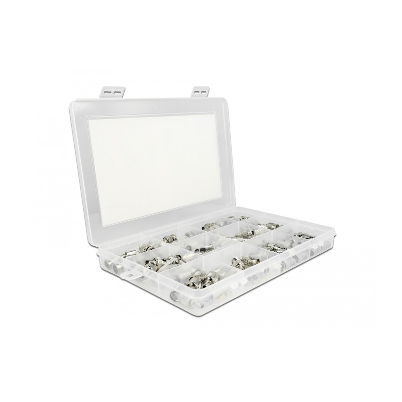 Delock Crimpbox 70-teilig 75 Ohm mit BNC, TNC und F Konnektoren