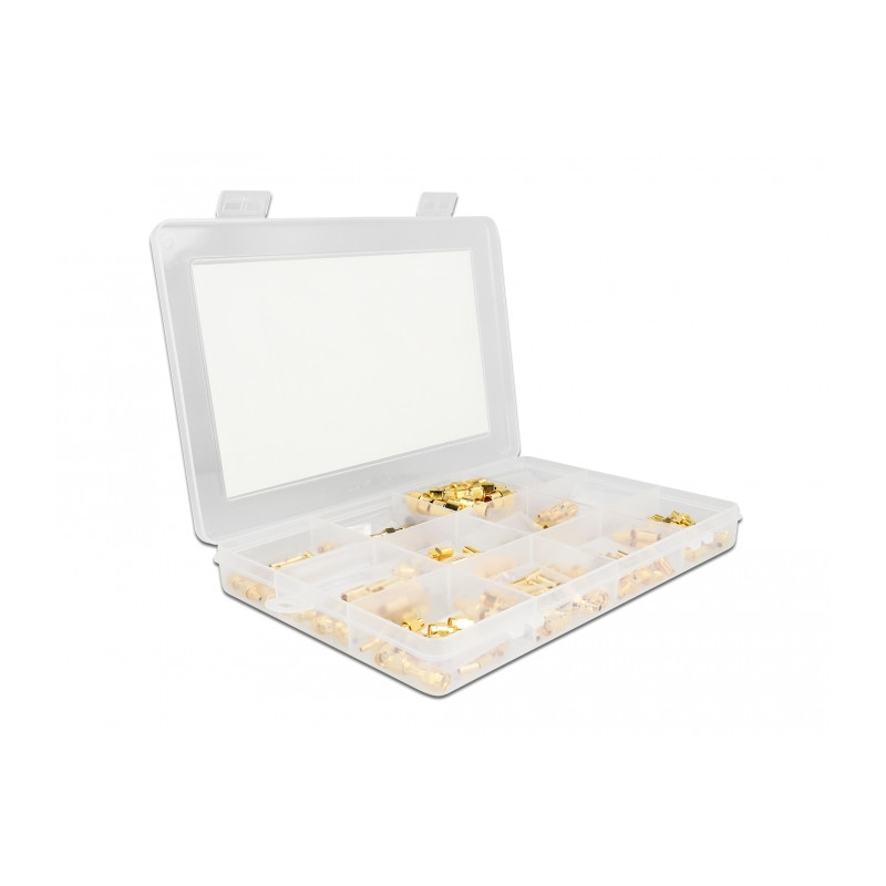 Delock Crimpbox 120-teilig 50 Ohm mit SMA, SMB und RP-SMA Konnektoren