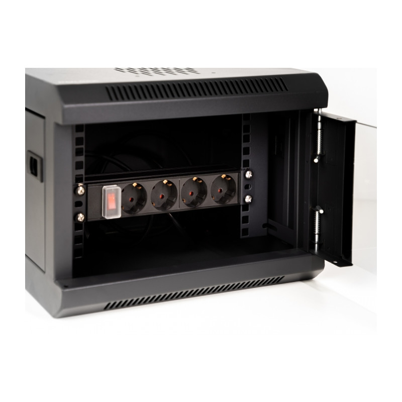 Delock 10″ Steckdosenleiste 4-fach mit Schutzkontakt Schalter 1 HE schwarz