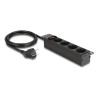 Delock 10″ Steckdosenleiste 4-fach mit Schutzkontakt Schalter 1 HE schwarz