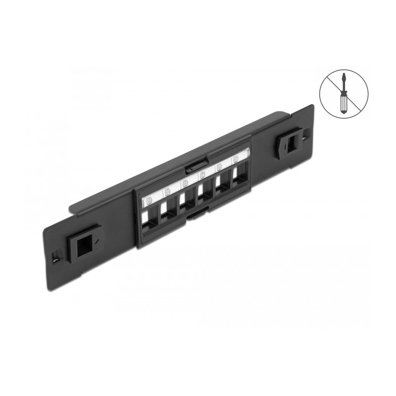 Delock 10″ Keystone Patchpanel 6 Port werkzeugfrei